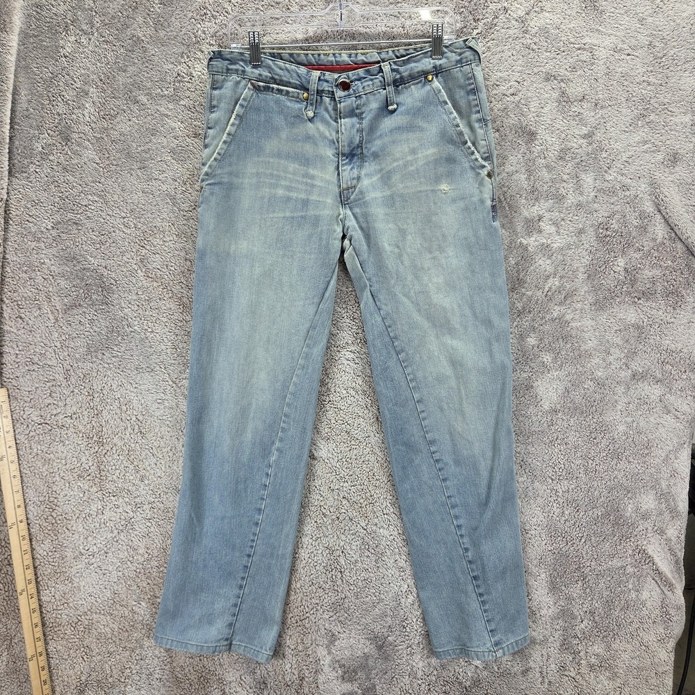 Vintage Levis Engineered Jeans Mens Blue Twisted Zip Fly Light Wash Fits 33x30